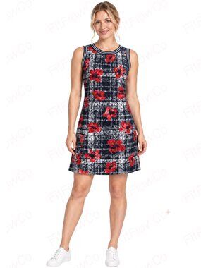 Tommy Hilfiger Lace-Like Floral A-Line Dress Women’s 4 Navy Red NWT